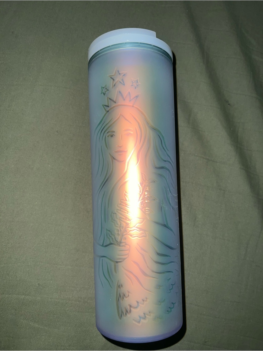 Starbucks Iridescent Light Blue Mermaid Art Tumbler